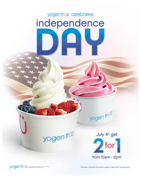 Yogen Fruz Independence Day 2009 - 2 for 1 offer